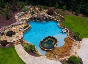 luxurious pool with beautiful landscaped
